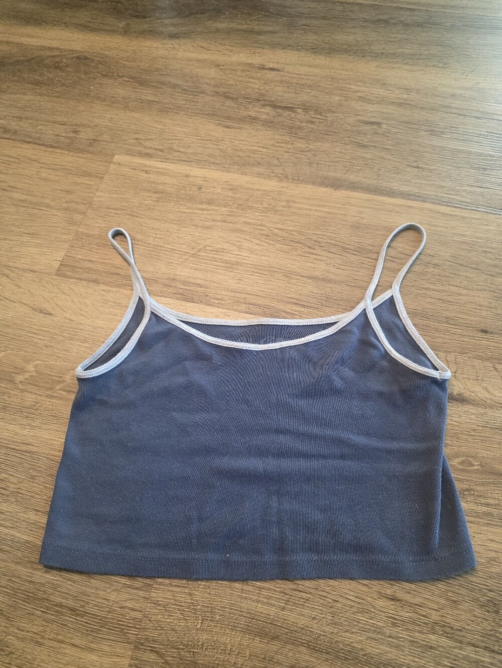 John Galt Blue Crop Top with Light Gray Trim